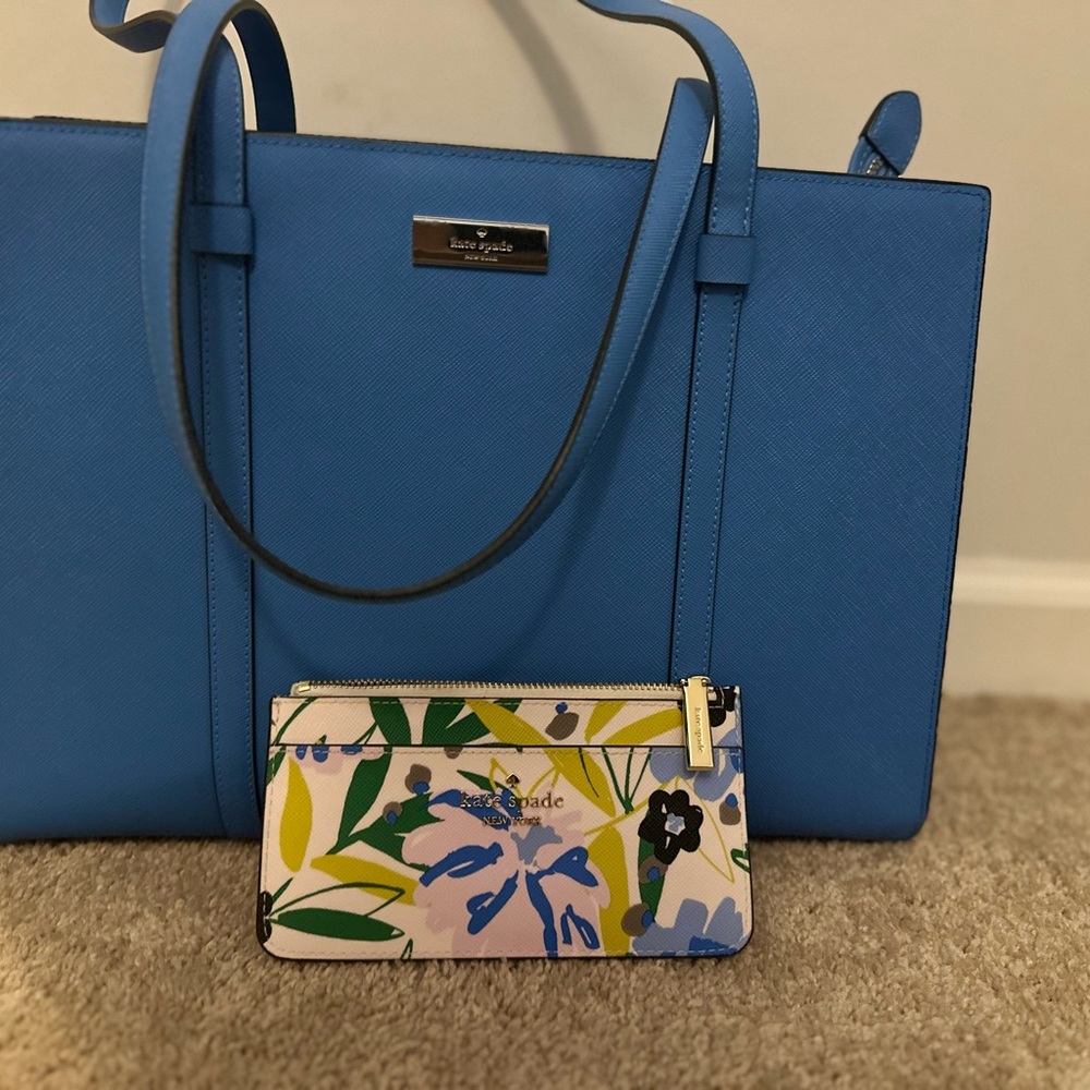 Kate Spade Blue Tote with Floral Wallet